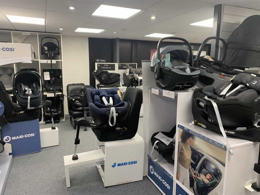 Car seats in our showroom