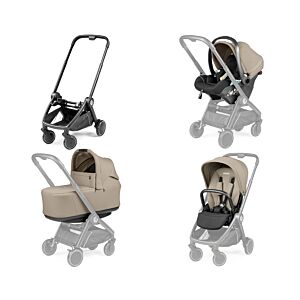 Peg Perego City Loop Chassis, Seat Unit, Carrycot & Primo Viaggio Car Seat Bundle - Vanilla Blend 