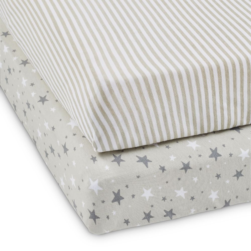 Cosmic Aura - Cot Bed Fitted Sheets 2 Pack showing both sheets
