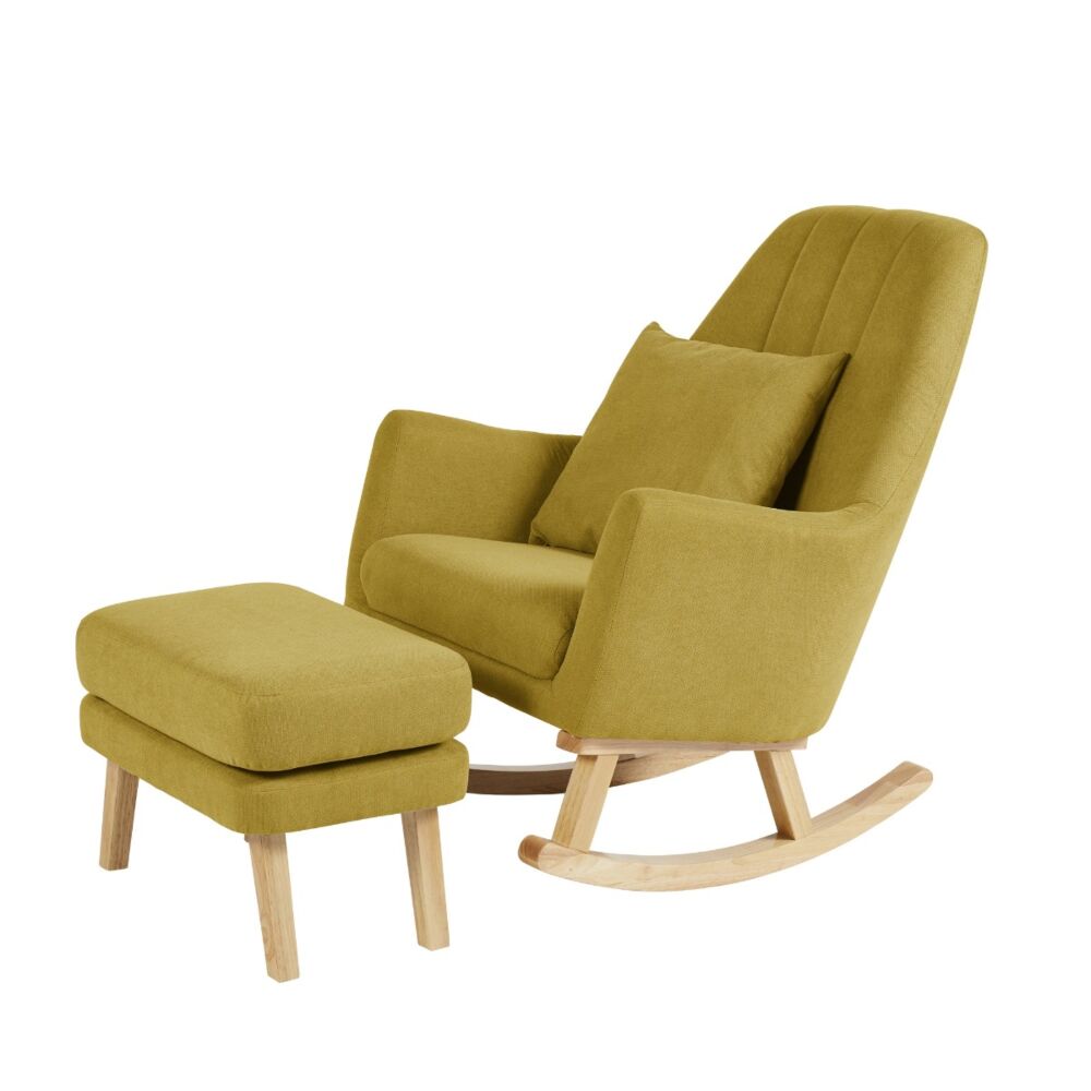 Ochre - Eden Deluxe Rocking Chair and Stool shown at an angle