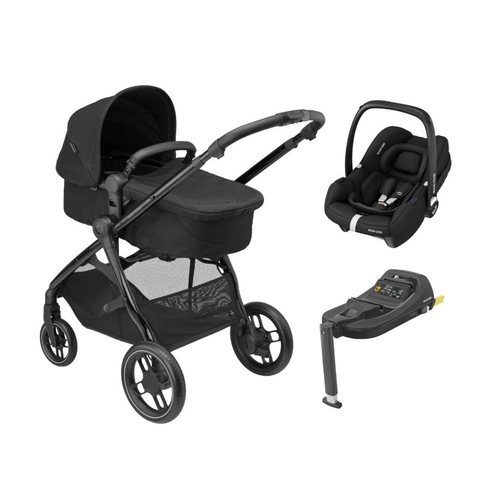 Maxi Cosi Zelia Luxe, Maxi Cosi Cabriofix iSize and Base - Twillic Black