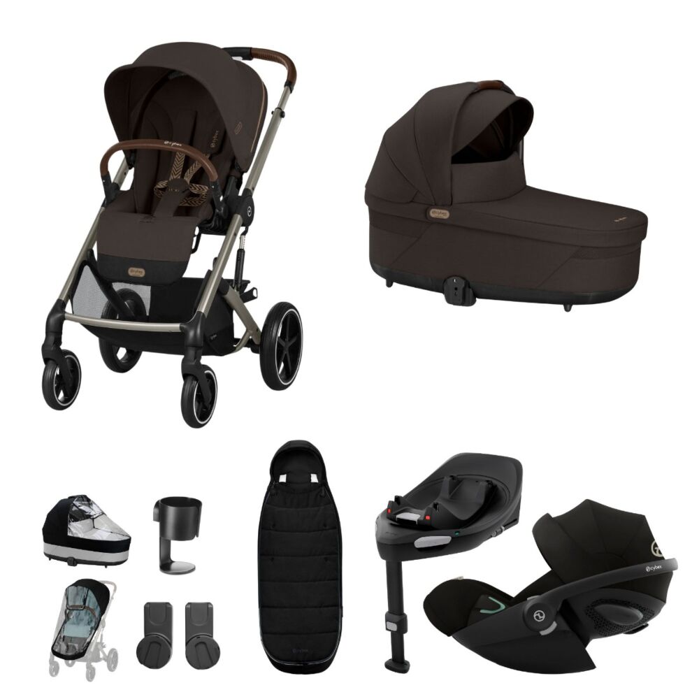 Cybex Balios 10 piece Chocolate Brown bundle with Moon Black Cloud G and Base G