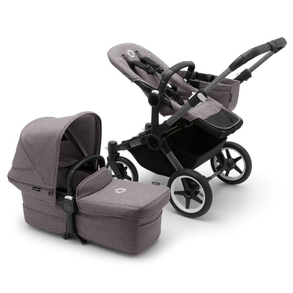 Graphite/Grey Melange Mono - Bugaboo Donkey 5 Shown with the seat and carrycot