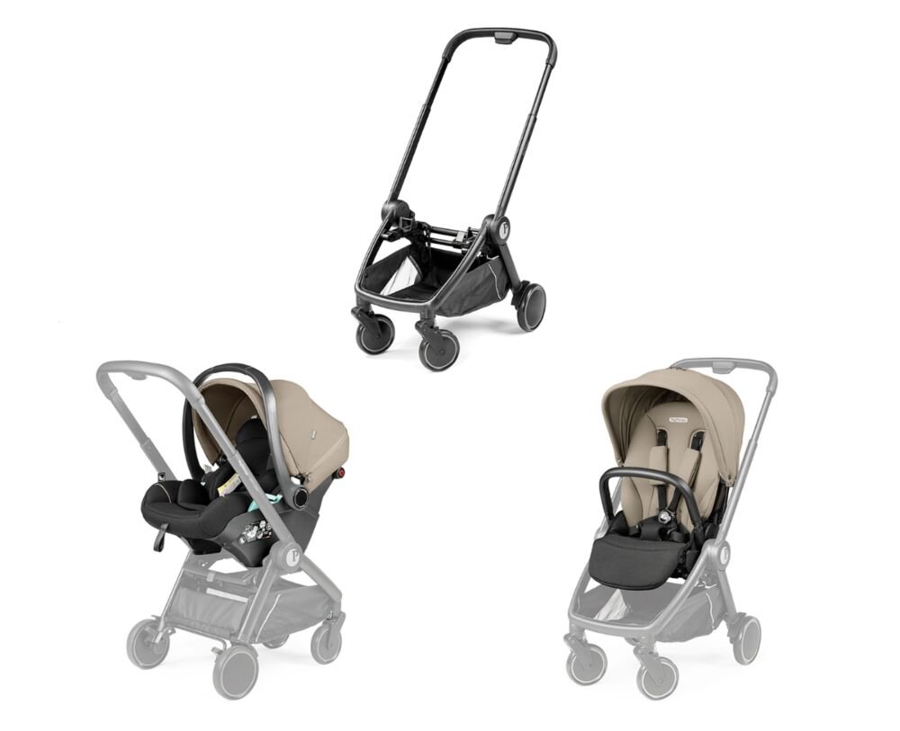 Peg Perego City Loop Chassis with Seat unit and Primo viaggio lounge car seat. 3 in 1. Vanilla Blend.