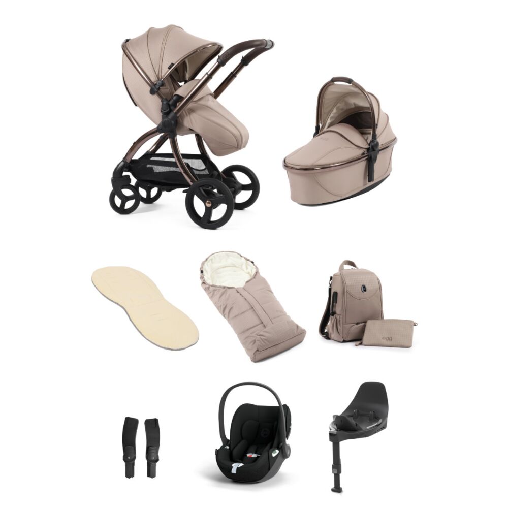 Egg 3 Luxury Bundle with Cybex Cloud T and Base T - Houndstooth ALMOND