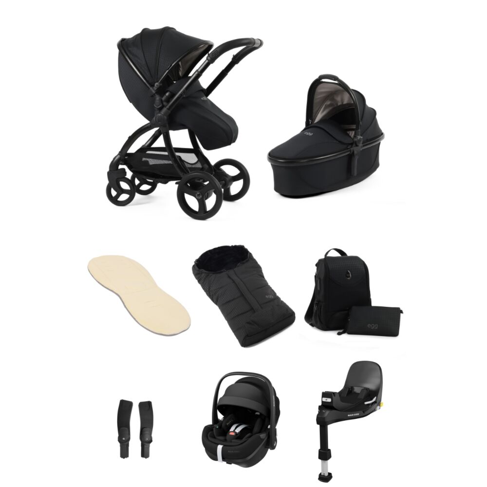 Egg 3 Luxury Bundle with Maxi Cosi Pebble 360 Pro2 and Familyfix Pro Base - Houndstooth Black