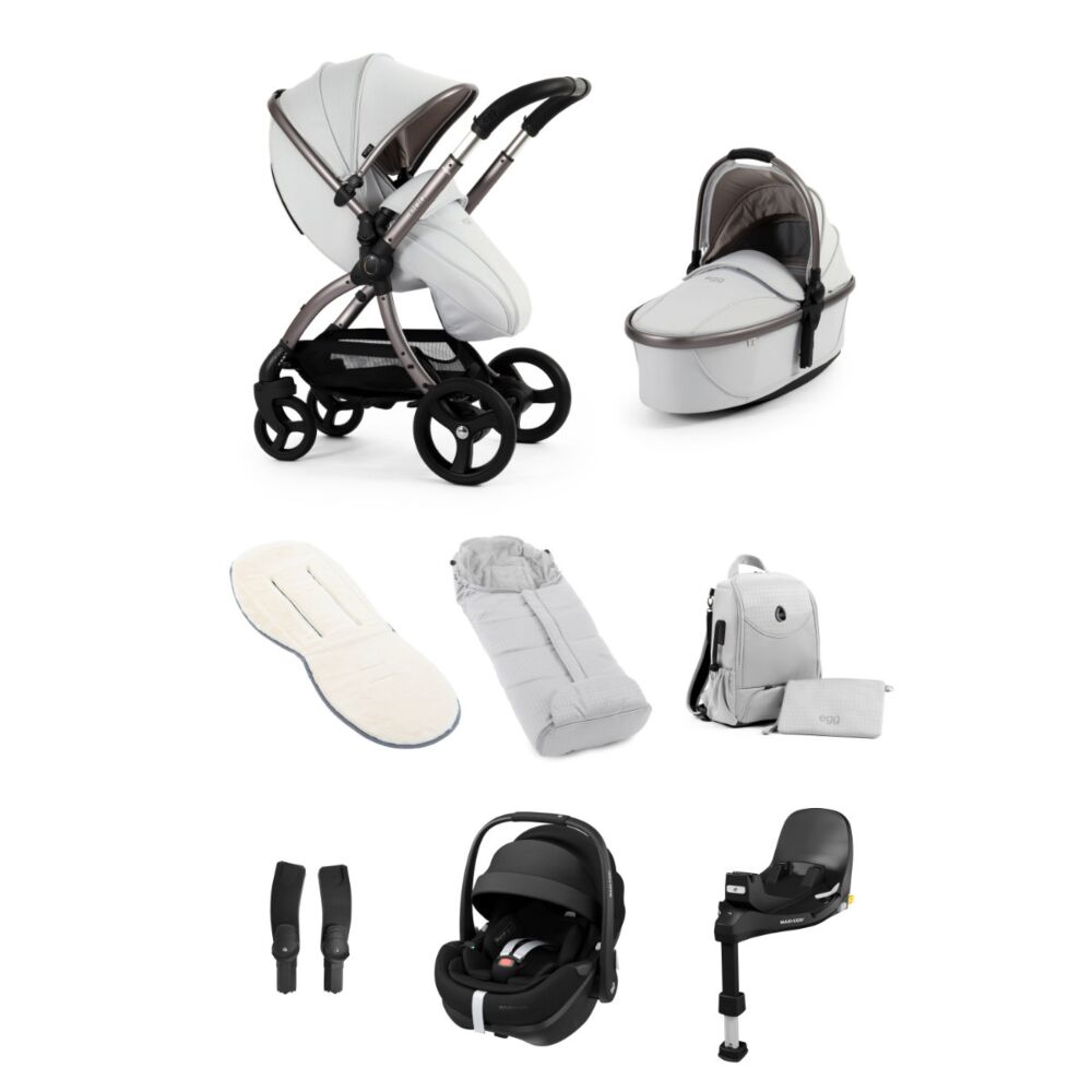 Egg 3 Luxury Bundle with Maxi Cosi Pebble 360 Pro2 and Familyfix 360 Pro Base - Houndstooth Silver