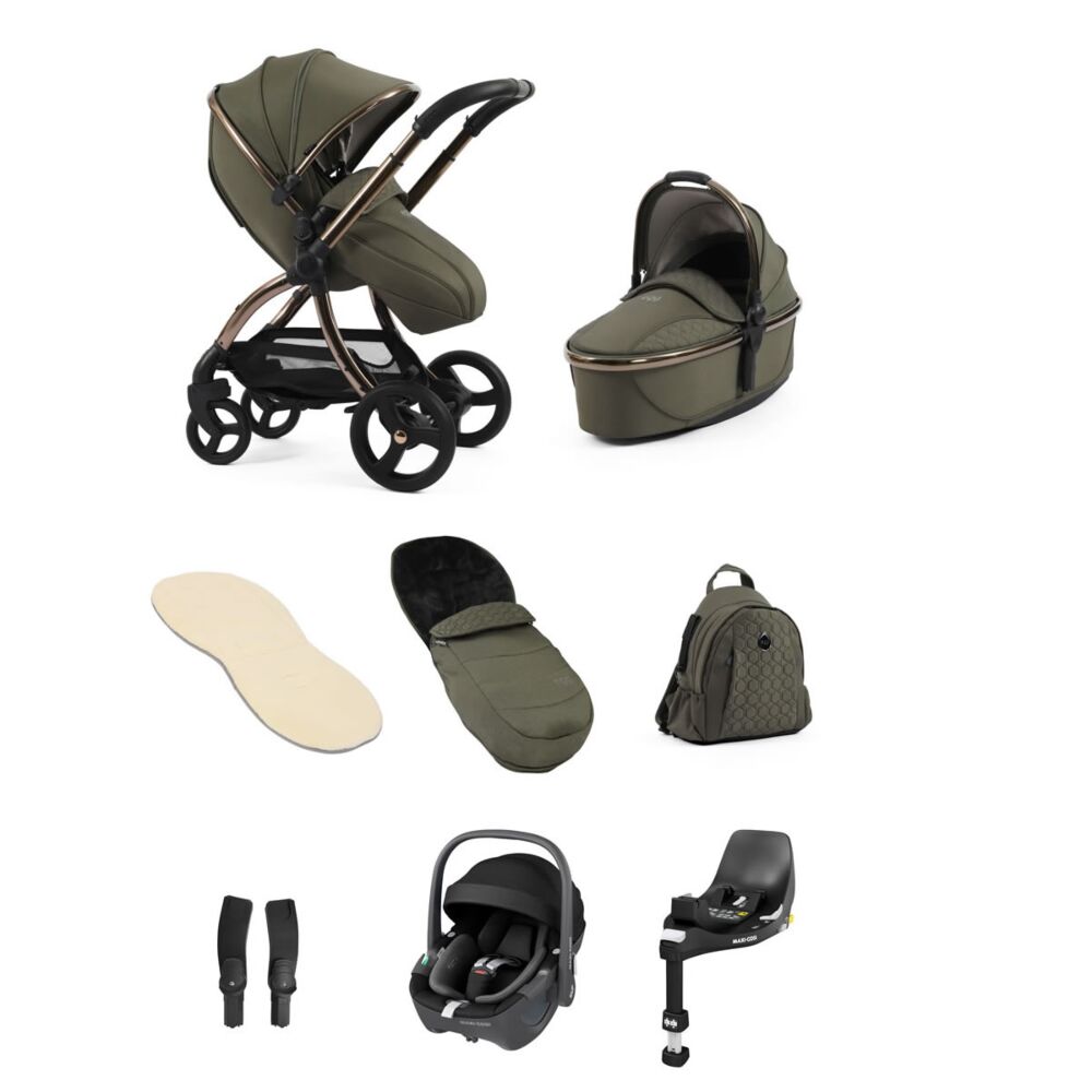 Egg 3 Hunter Green Luxury Bundle Maxi Cosi Pebble 360 and base