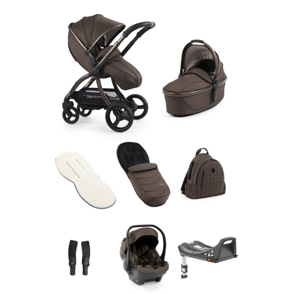 Egg 3 Chocolate Velvet Bundle with Shell caar seat and base