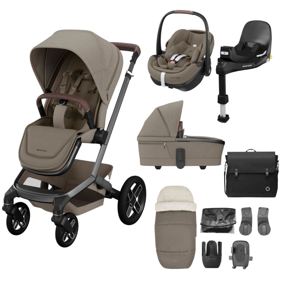 Twillic Truffle (Black wheels) - Maxi cosi FAME 10 piece bundle 