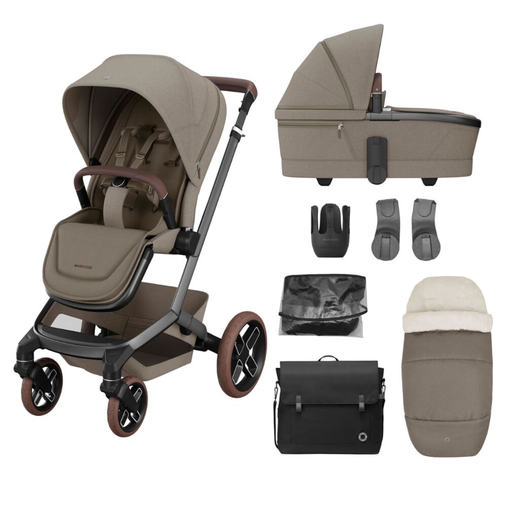 Twillic Truffle (Brown wheels) - Maxi Cosi FAME 7 piece Essential bundle 