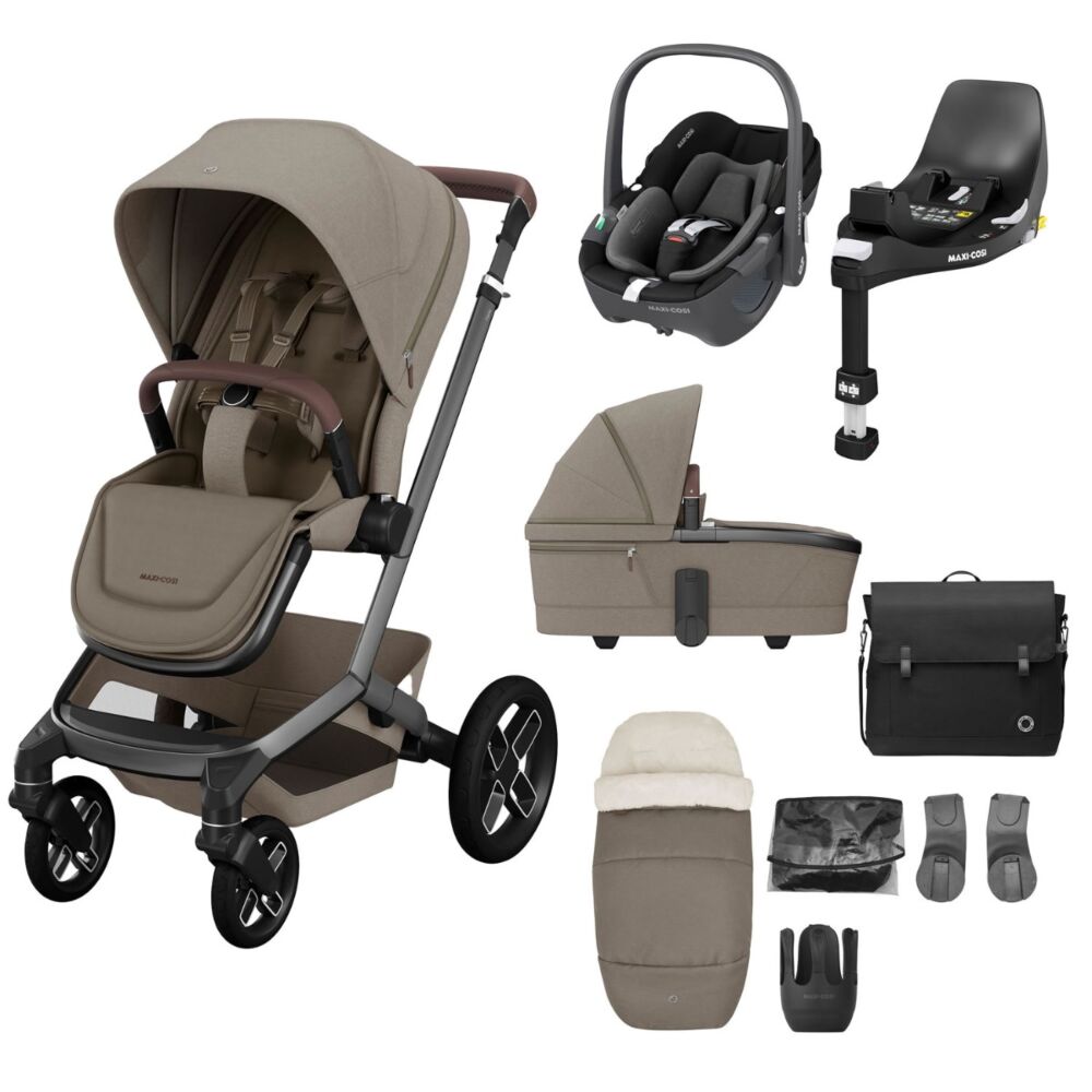 Maxi cosi FAME 9 piece Complete bundle - Twillic Truffle Black Wheels