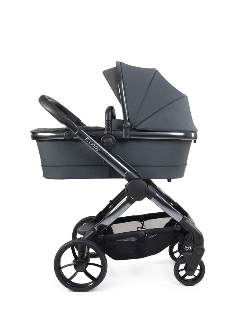 Dark Grey phantom - iCandy Peach 7 shown with the carrycot