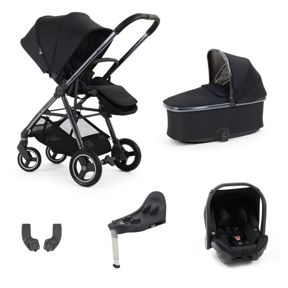 Babystyle Gravity+ 5 in 1 travel system with carrycot, capsule car seat and isofix base - carbonite