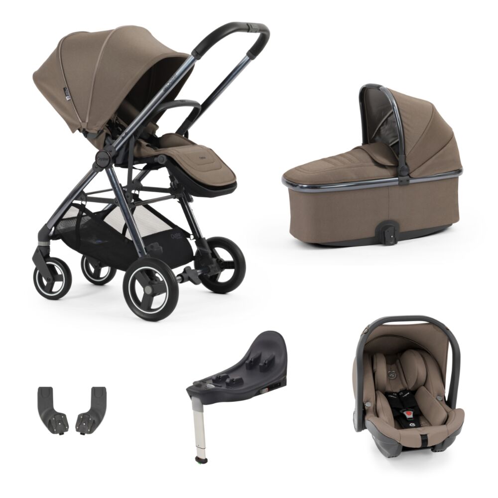 Babystyle Oyster Gravity+ 5 in 1 Travel system with carrycot, capsule car seat and base - Mink