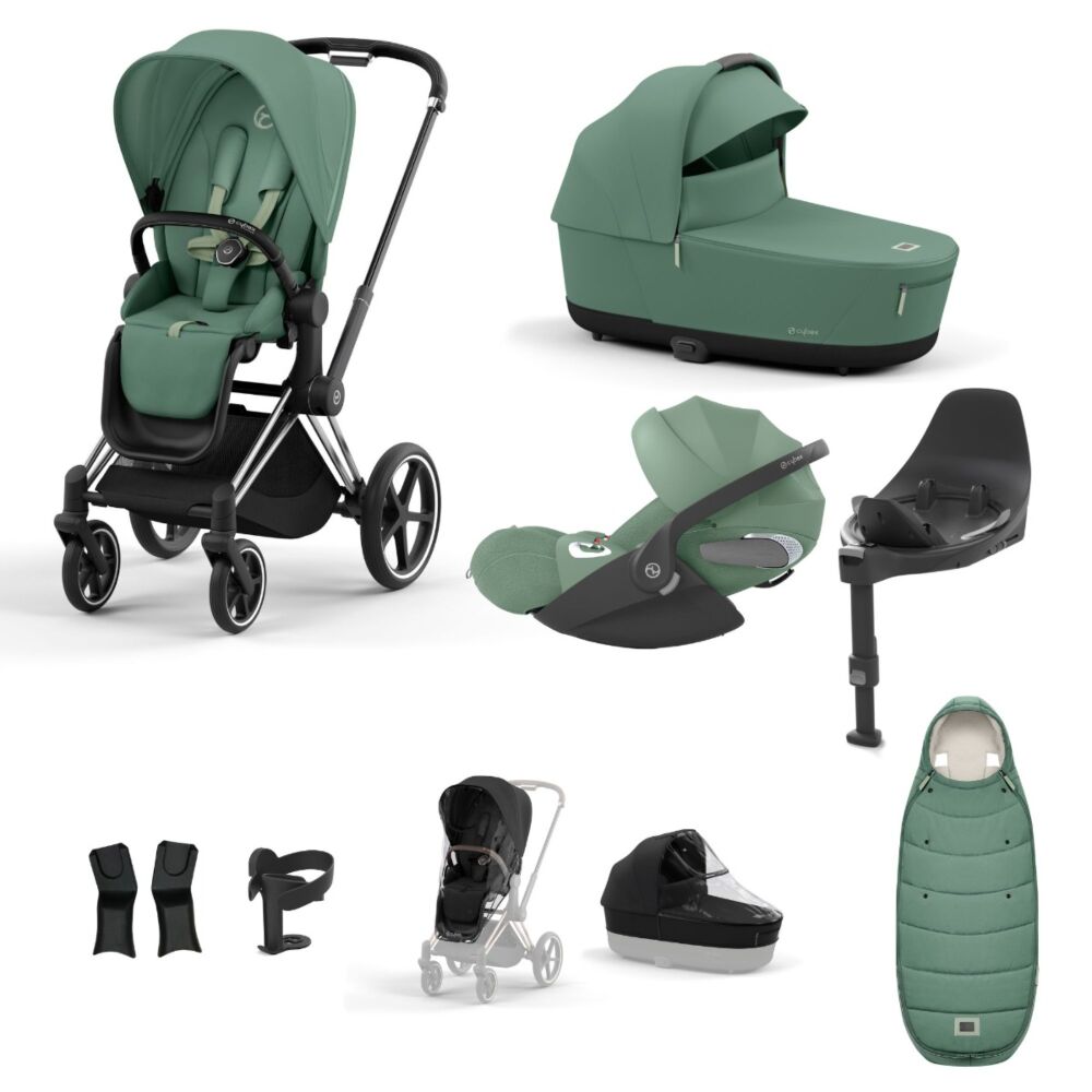 Cybex Priam Bundle Leaf Green with Chrome Black frame 