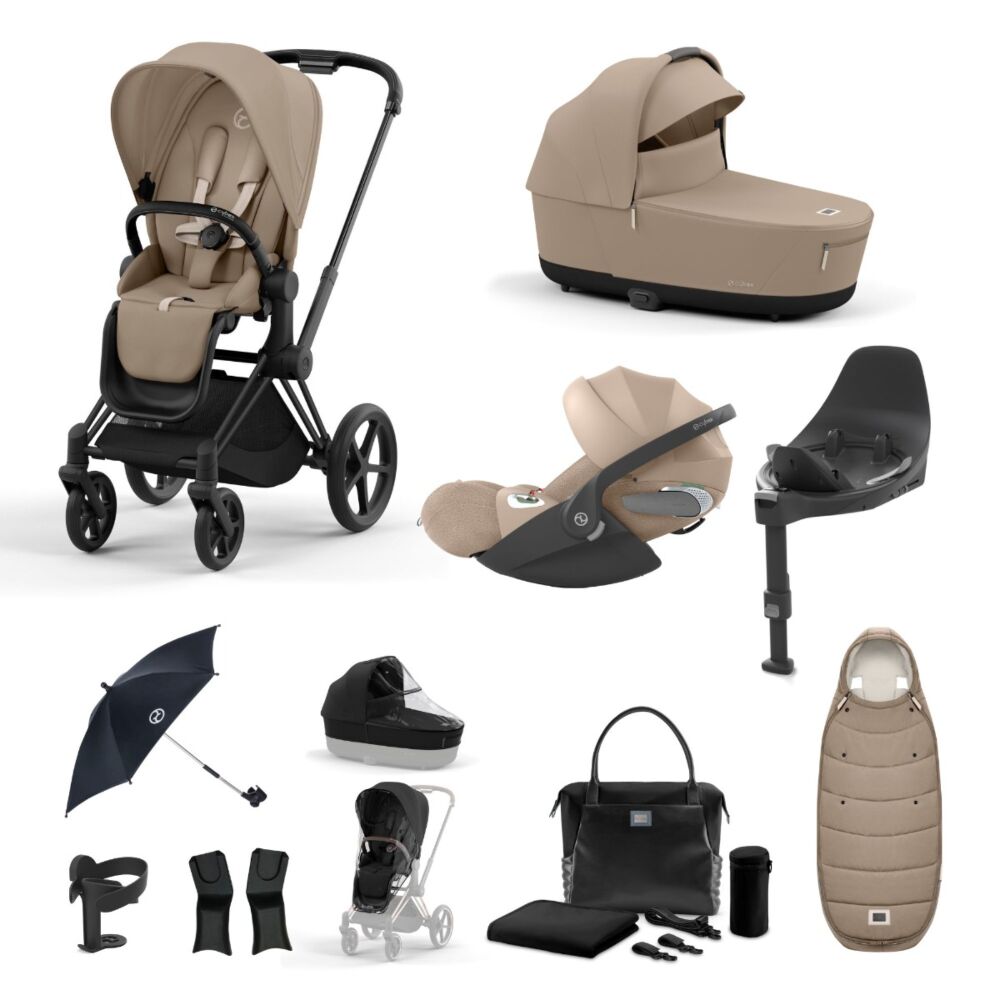 Cybex Priam 4 bundle in Cozy Beige on Matt Black frame