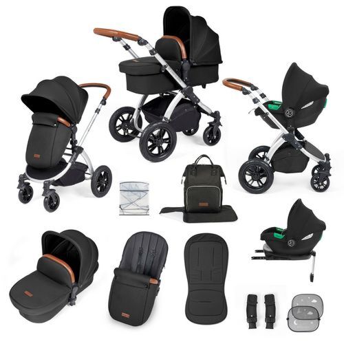 Ickle bubba Stomp Silver/midnight/Tan with Cirrus car seat and base 