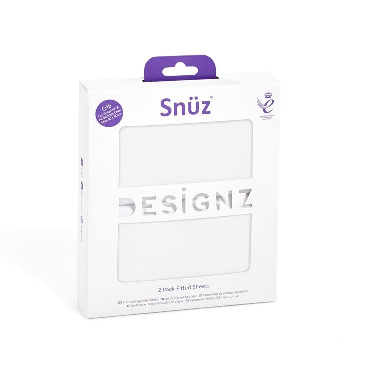Snuz twin pack fitted sheets White