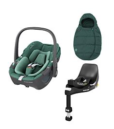 Essential Green Maxi Cosi Pebble 360 Familyfix 360 Car seat Footmuff