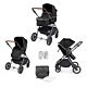 Gun Metal/Black/Tan - Cosmo 2 in 1 Pushchair Set showing the included itemjs