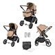 Gun Metal/Desert/Tan - Cosmo 2 in 1 Pushchair Set showing the included items