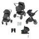 Black - Comet All in one i-Size Travel System showing all included items