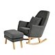 Charcoal Grey - Eden Deluxe Rocking Chair and Stool shown at an angle