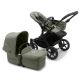 Black/Forest Green Mono - Bugaboo Donkey 5 shown with seat unit and carrycot with the chasis