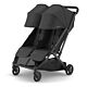Uppababy Minu Duo - Jake (Carbon/Black Leather) shown at an angle