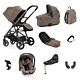Babystyle Oyster Gravity+ 9 in 1 Travel System - Mink with footmuff, capsule car seat, carrycot, changing bag and cup holder