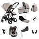 Babystyle Oyster Gravity+ 9 in 1 travel system in stone with carrycot, capsule car seat, duofix base, footmuff, changing bag, cup holder 
