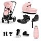 Cybex Priam Bundle Peach Pink with Chrome Black frame with Sepia Black car seat
