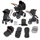Black - Stomp Luxe 2 in 1 Premium Pushchair Midnight/Tan included items