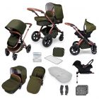 Ickle Bubba Stomp V4 Travel System with Galaxy Car seat & Isofix Base - Woodland/Bronze