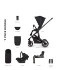 Venicci Empire 3 in 1 Travel System showing all the included items Ultra Black